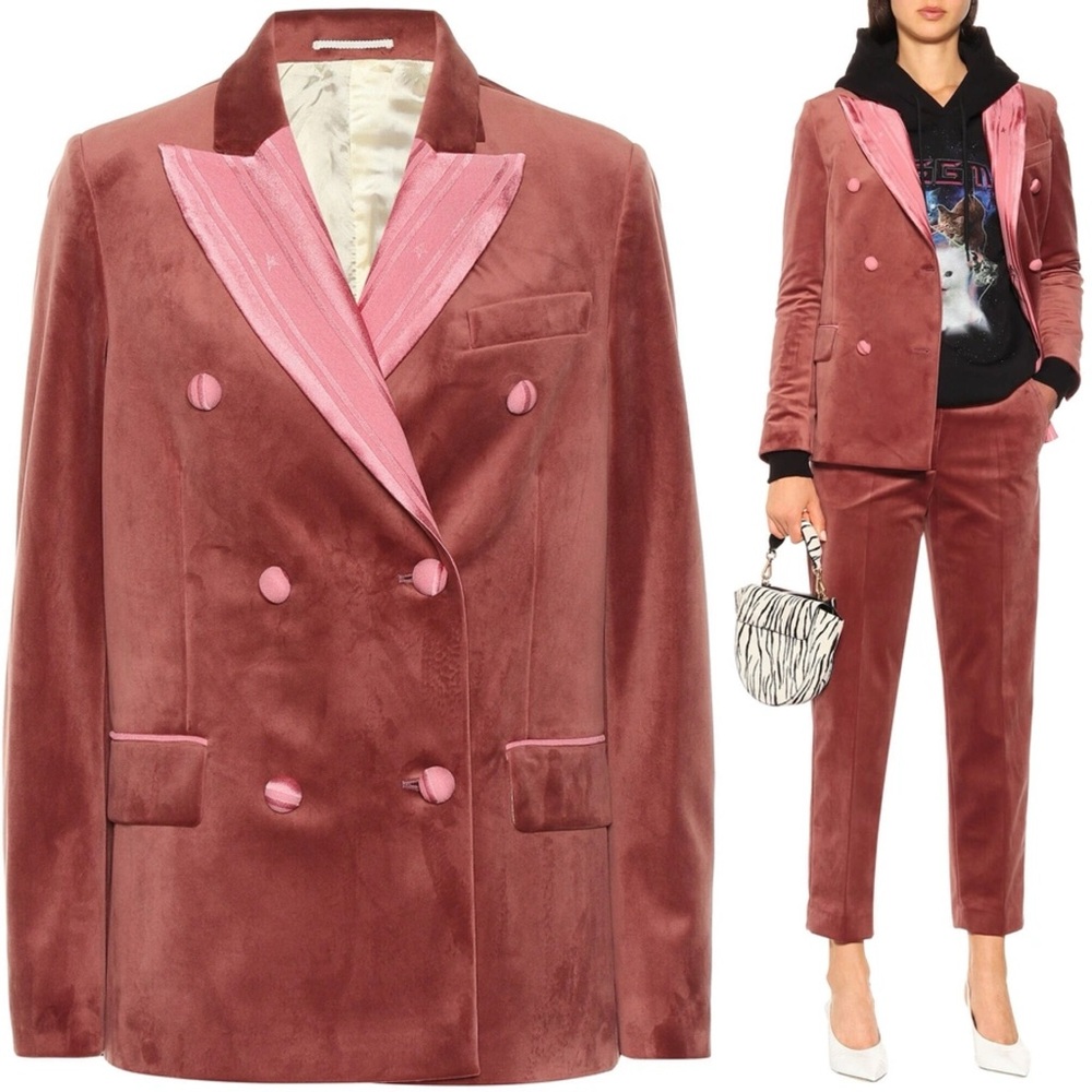Golden Goose - Golden double-breasted velvet blazer Pink